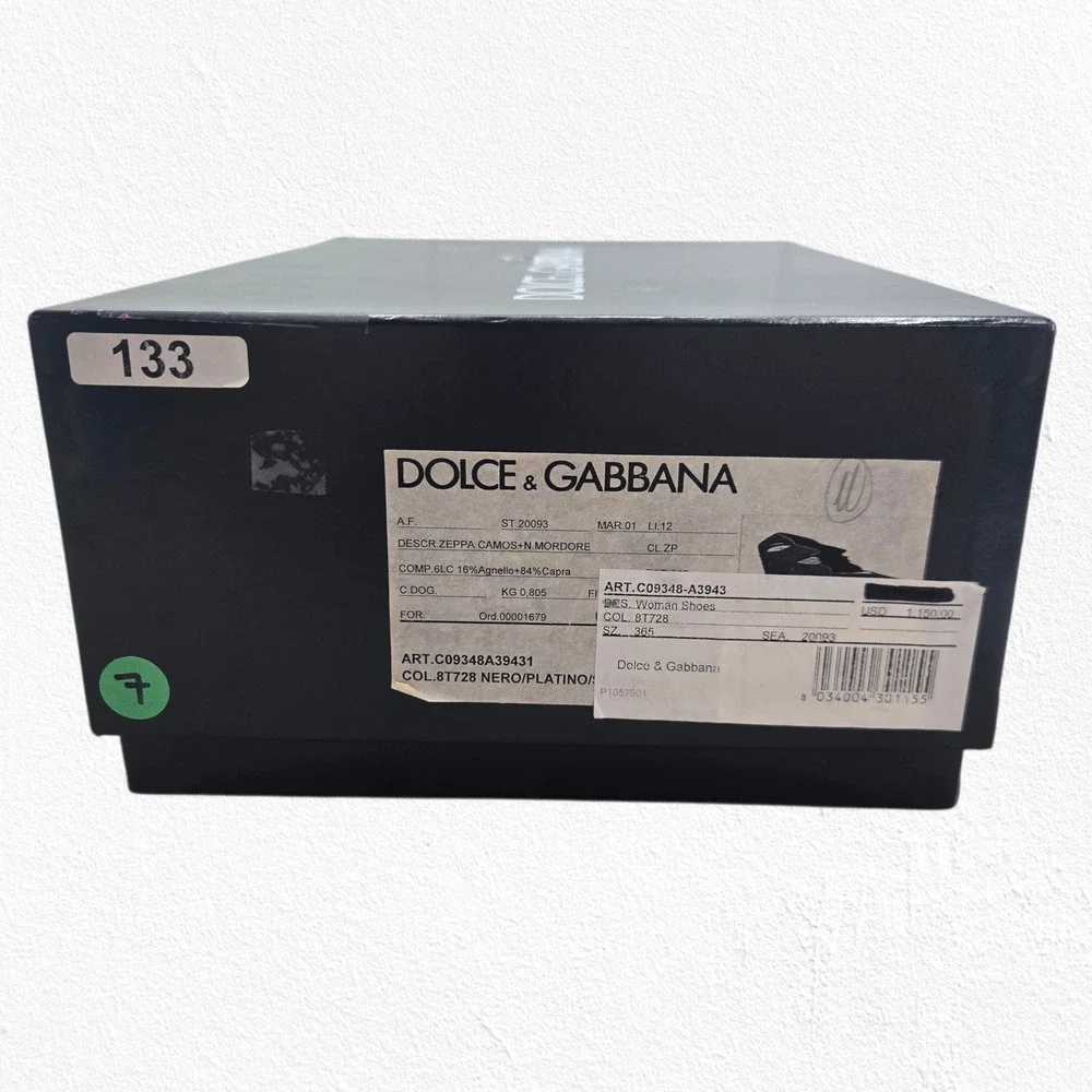 Dolce & Gabbana Face Wedge Platform Black Suede Platino Statement Heels EU 36.5 - Picture 14 of 16